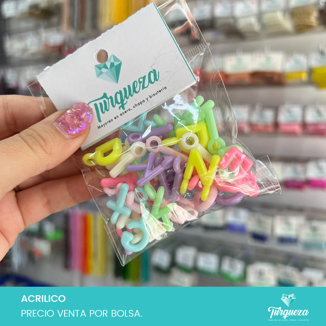 Letras Multicolor Estilo #2 Bolsa 10gr. Acrilico