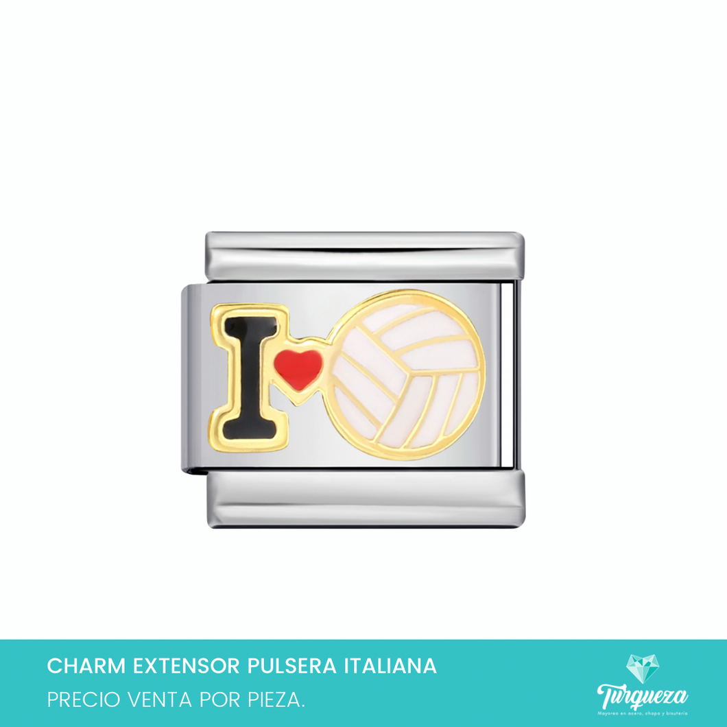 Dije Charm Volley para Pulsera Tipo Italiana Platedo Acero Inoxidable