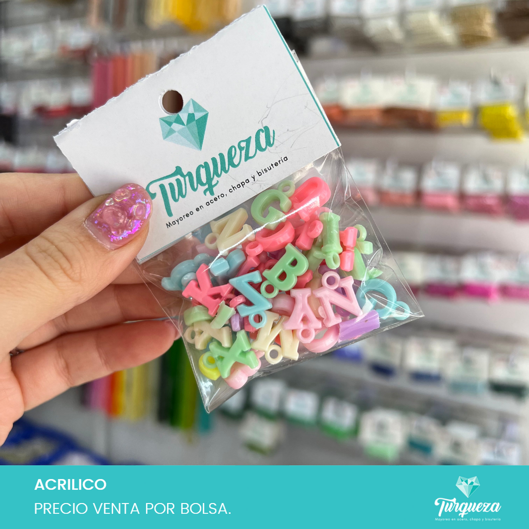 Letras Multicolor Estilo #1 Bolsa 10gr. Acrilico