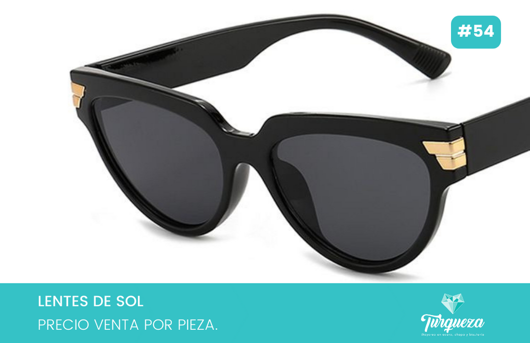 Lentes de Sol Aviador Cat Eye Negro #54