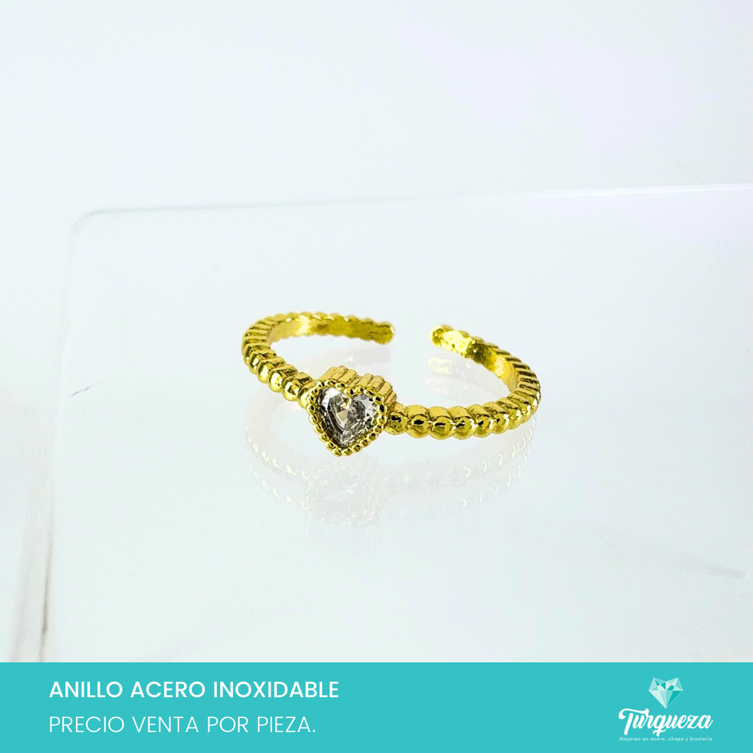 Anillo Corazon Dorado Acero Inoxidable