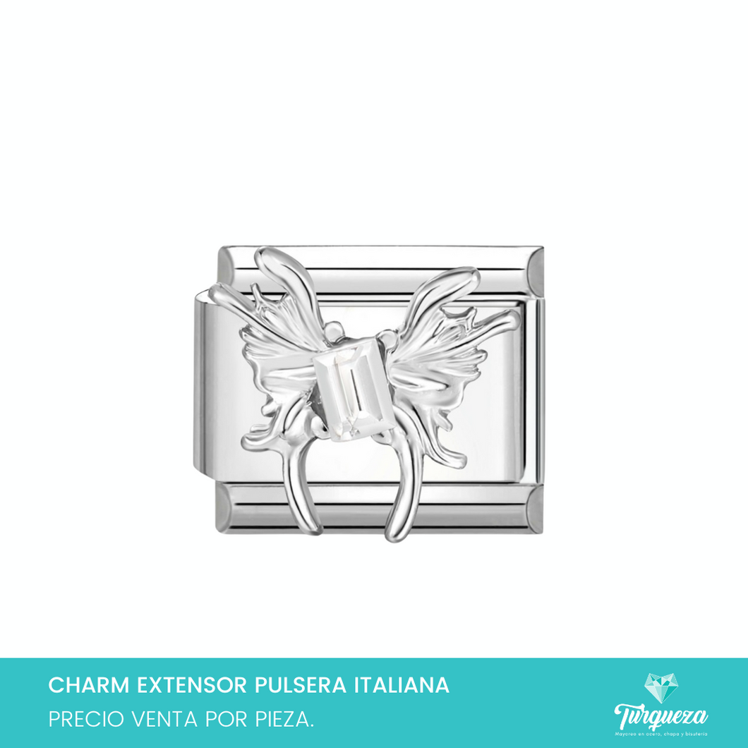 Dije Charm Mariposa Plateado para Pulsera Tipo Italiana Acero Inoxidable