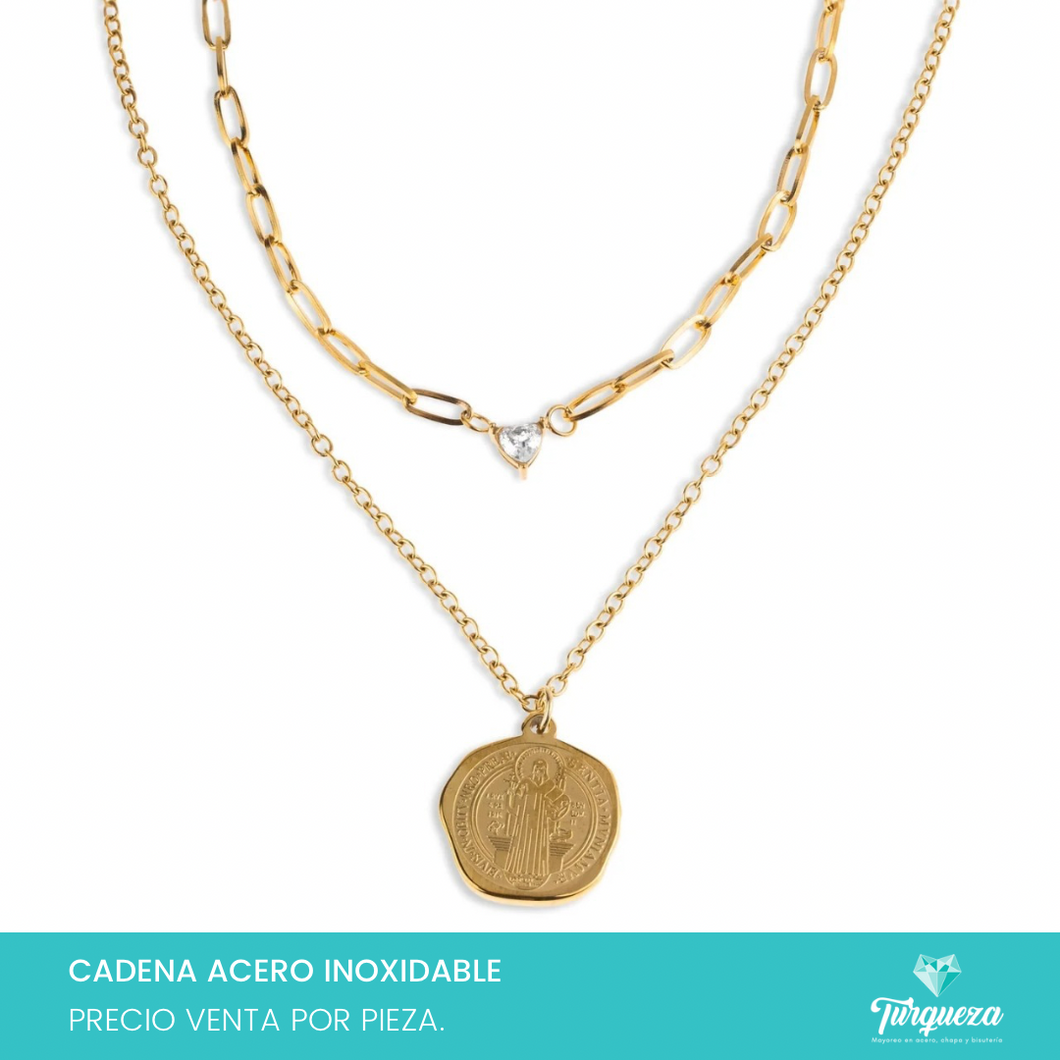 Collar San Benito Dorado Acero Inoxidable
