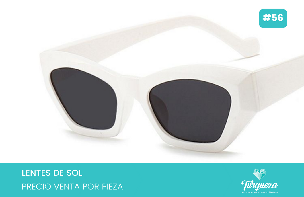 Lentes de Sol Geometrico Moderno Blancos #56