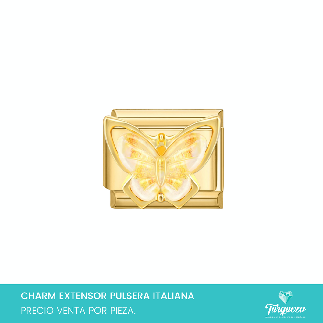Dije Charm Mariposa Dorado para Pulsera Tipo Italiana Acero Inoxidable