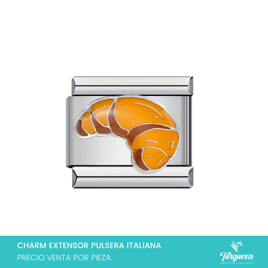 Dije Charm Croissant para Pulsera Tipo Italiana Plateado Acero Inoxidable