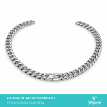 Cargar imagen en el visor de la galería, Cadena Cubana Plateado (60cm-7mm) Acero Inoxidable
