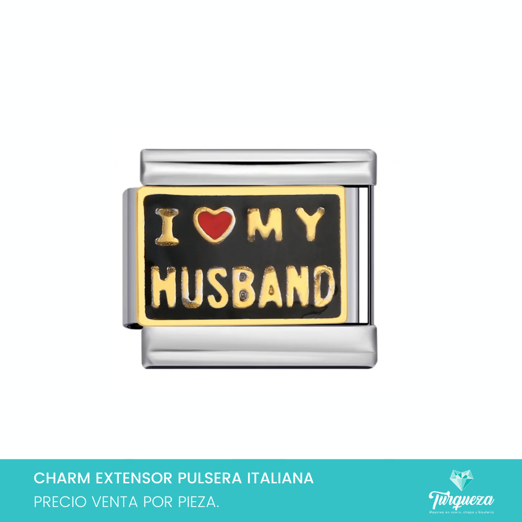 Dije Charm Love Husband para Pulsera Tipo Italiana Plateado Acero Inoxidable