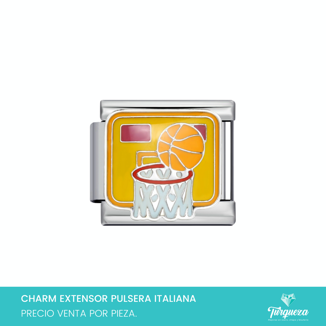 Dije Charm Basquetbol para Pulsera Tipo Italiana Acero Inoxidable