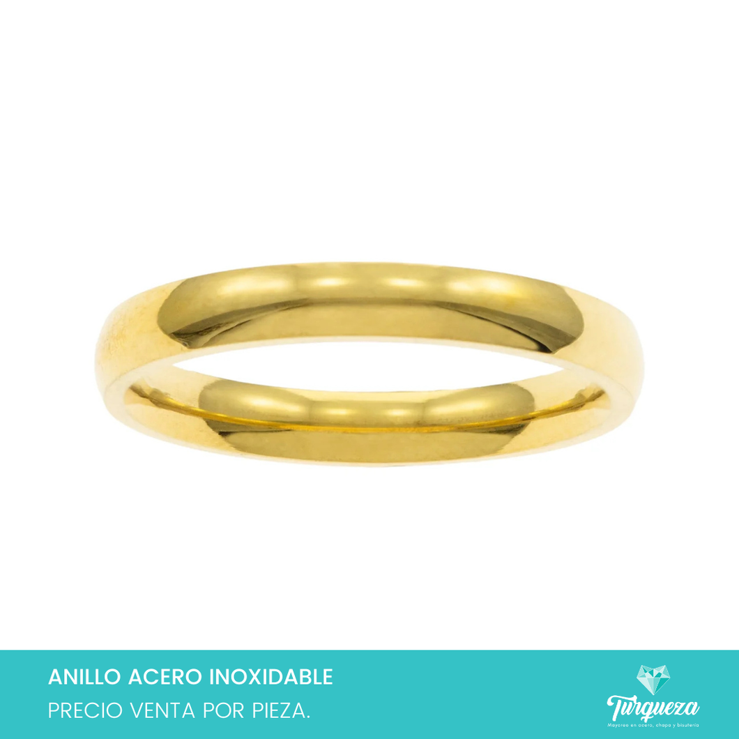Anillo Liso Dorado Acero Inoxidable
