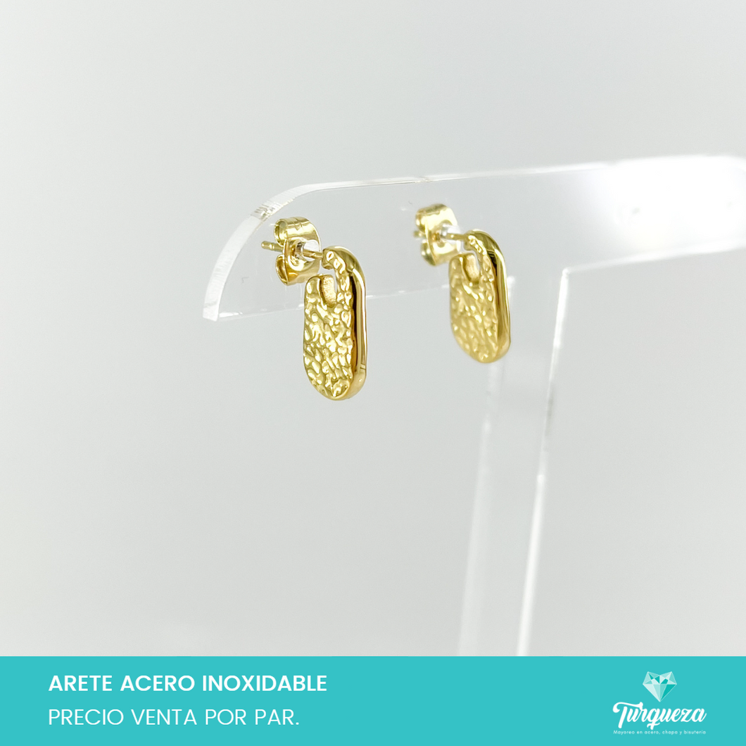 Arete Plano con Texturizado Dorado Acero Inoxidable