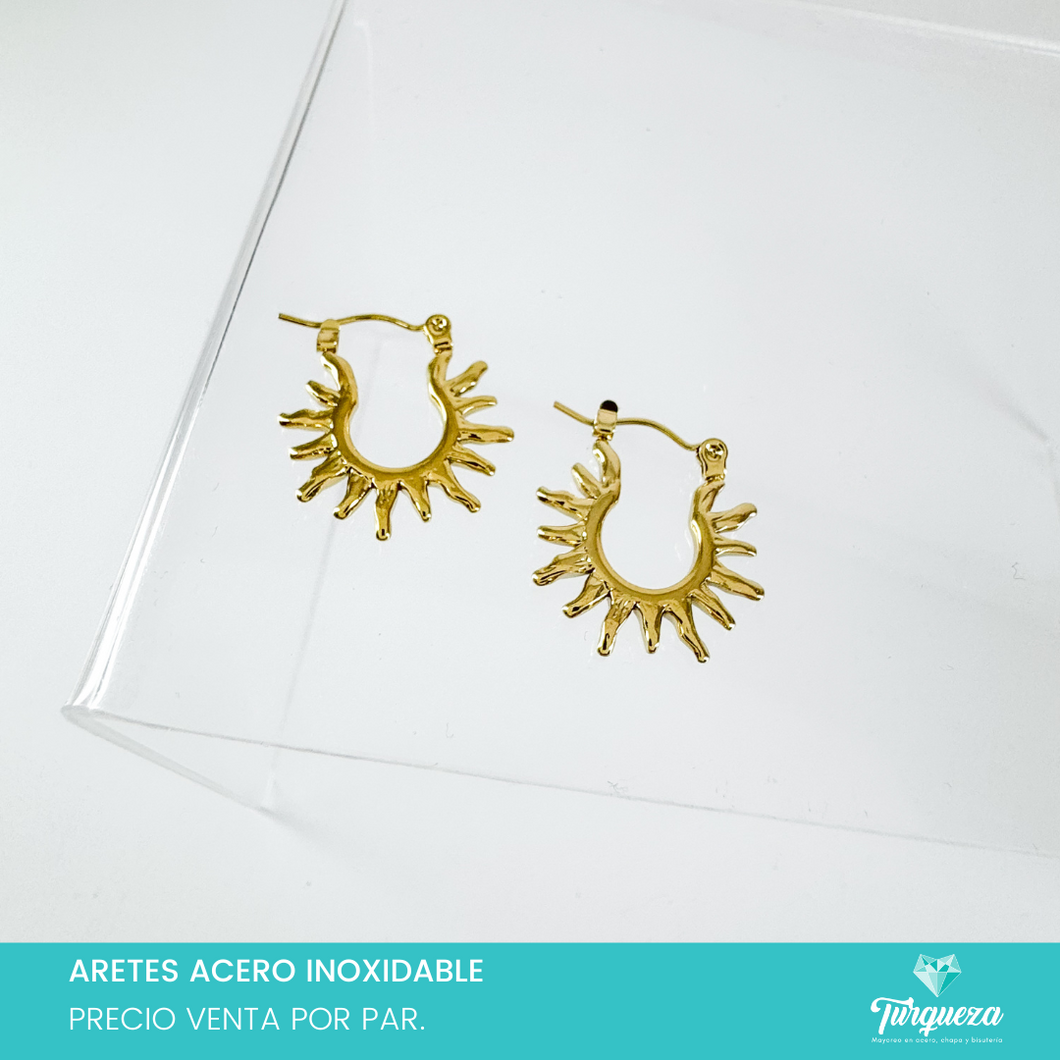 Arete Sol 2cm Dorado Acero Inoxidable