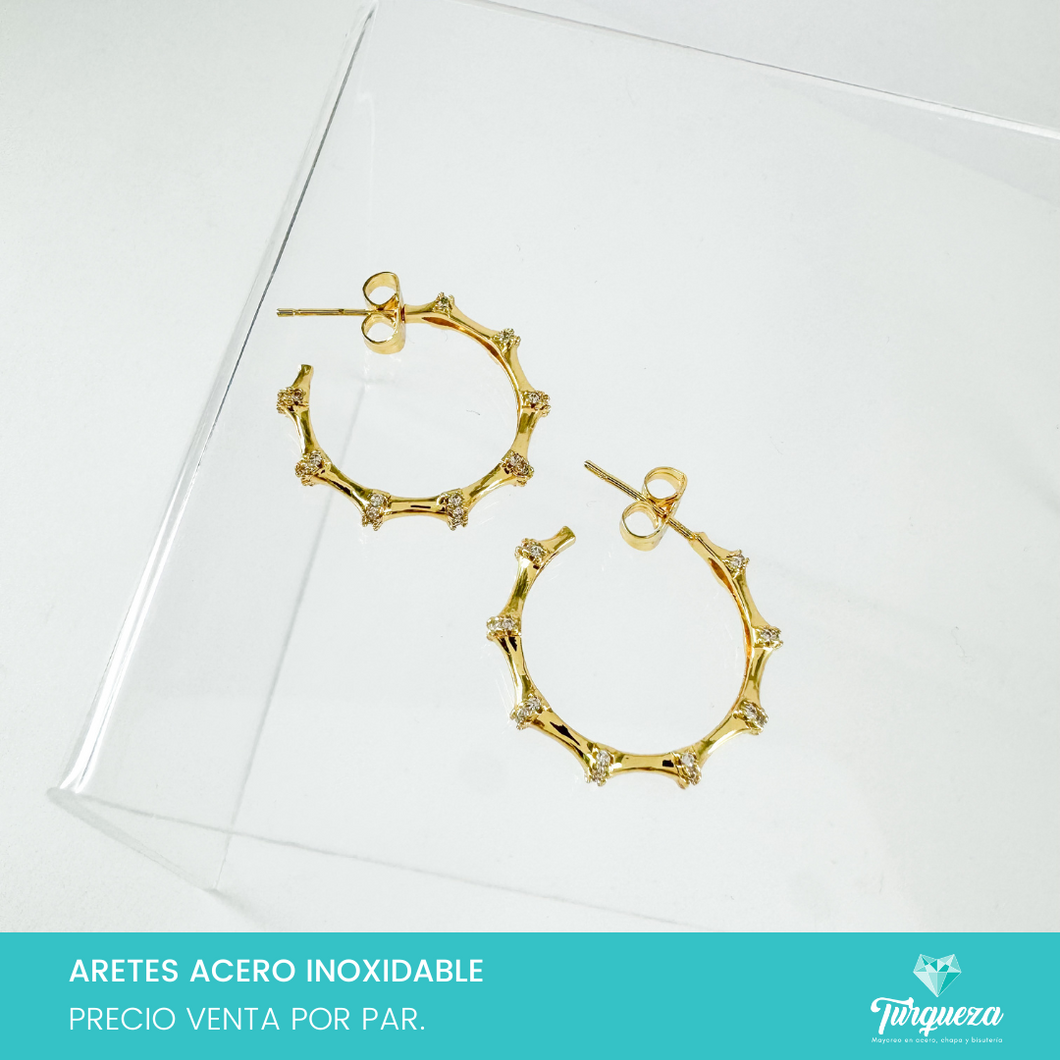 Aretes Estela Zirconias 2cm Acero Inoxidable