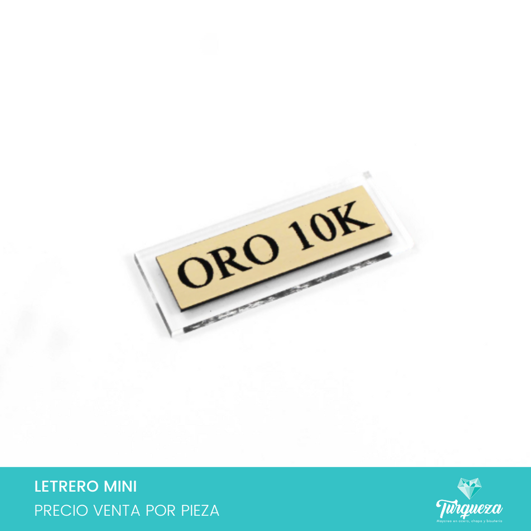 Letrero Mini Joyería ORO 10K