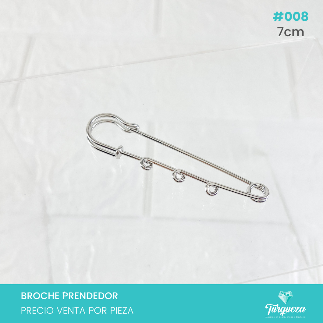 Broche Prendedor Plateado para Colgar (7cm) #008