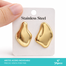 Cargar imagen en el visor de la galería, Arete Ondulado Dorado (2.8cm) Acero Inoxidable
