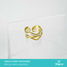 Cargar imagen en el visor de la galería, Anillo Curly Perla Dorado Acero Inoxidable
