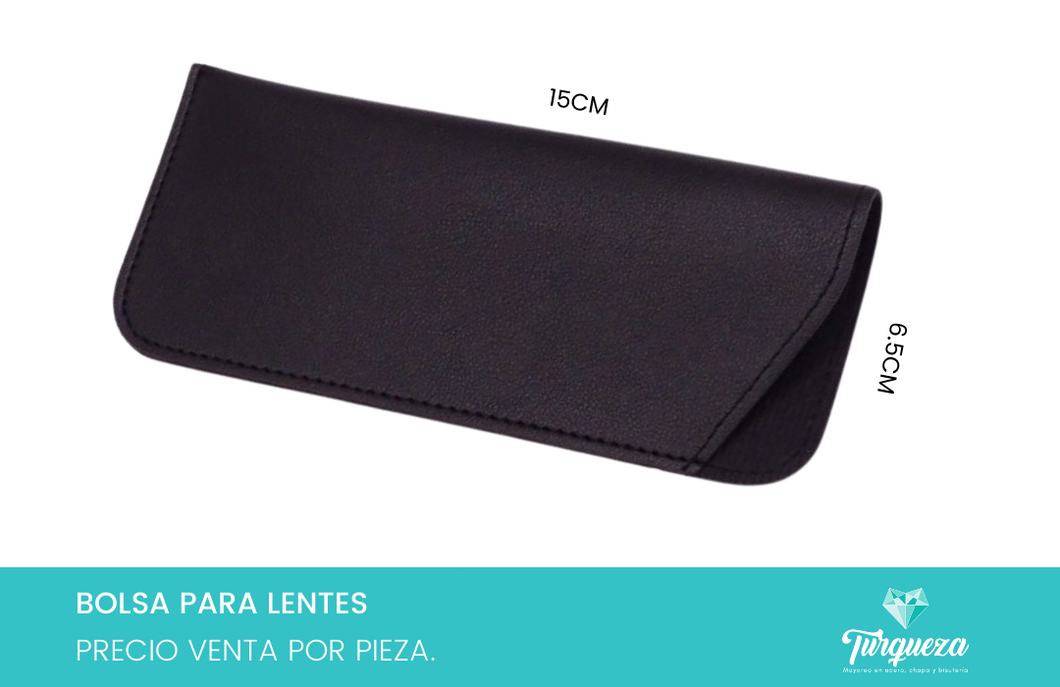 Bolsa de Vinipiel Negra para Lentes (15.5x6.5cm) Empaque