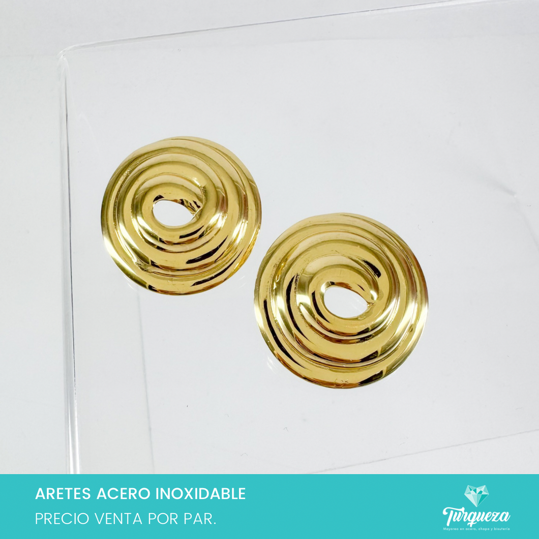 Arete Circular Espiral Dorado 2.5cm Acero Inoxidable