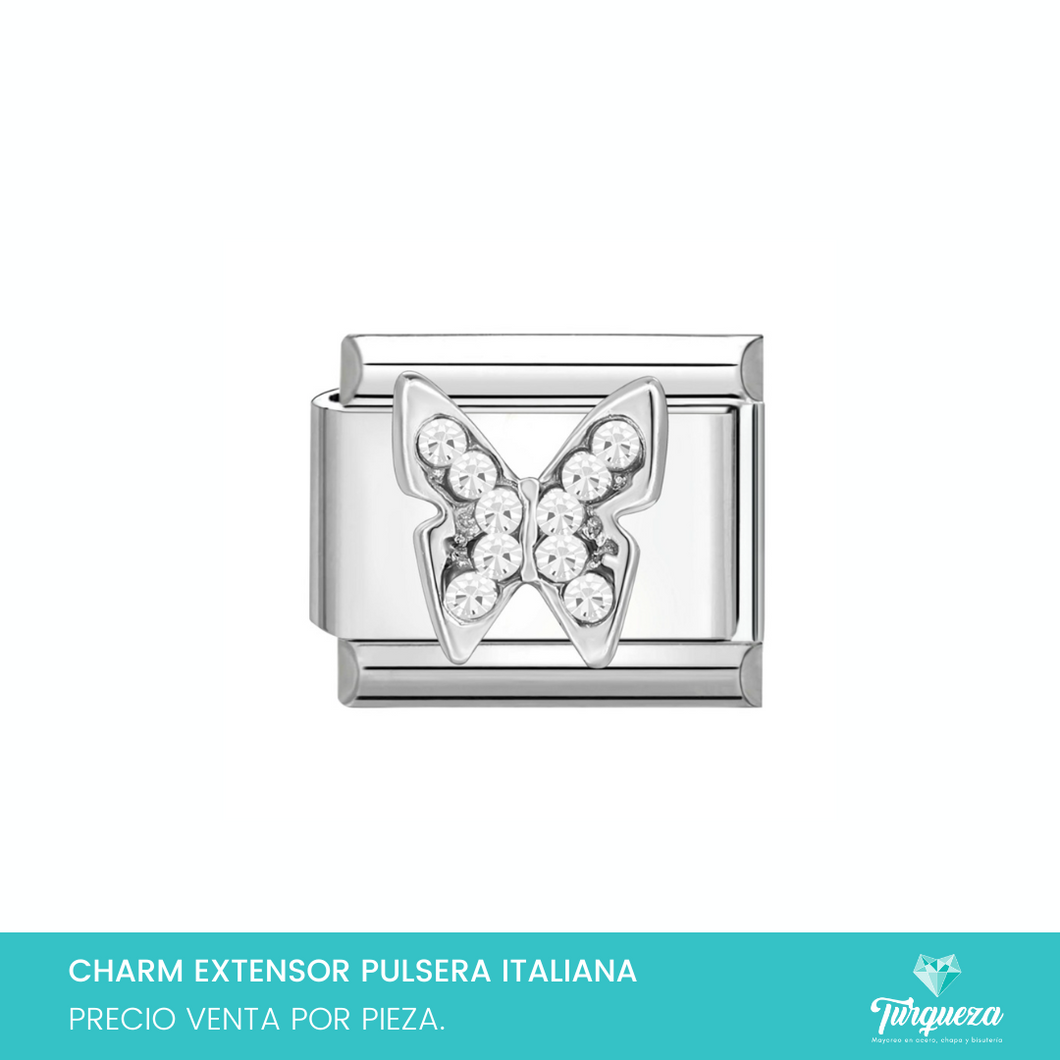 Dije Charm Mariposa Plateado para Pulsera Tipo Italiana Acero Inoxidable