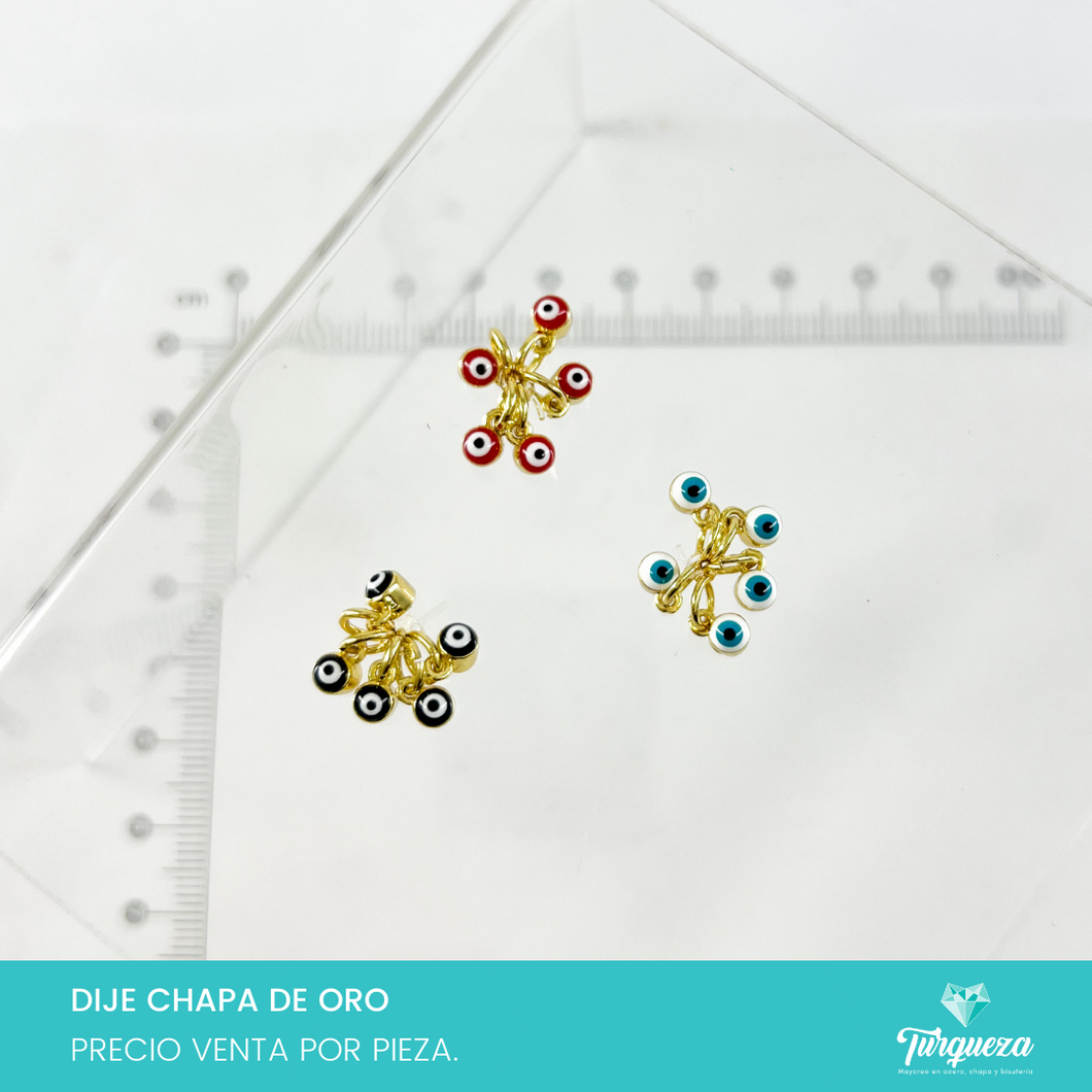 Dije Set de 5 Mini Dijes de Ojo Turc0 Varios Chapa de Oro