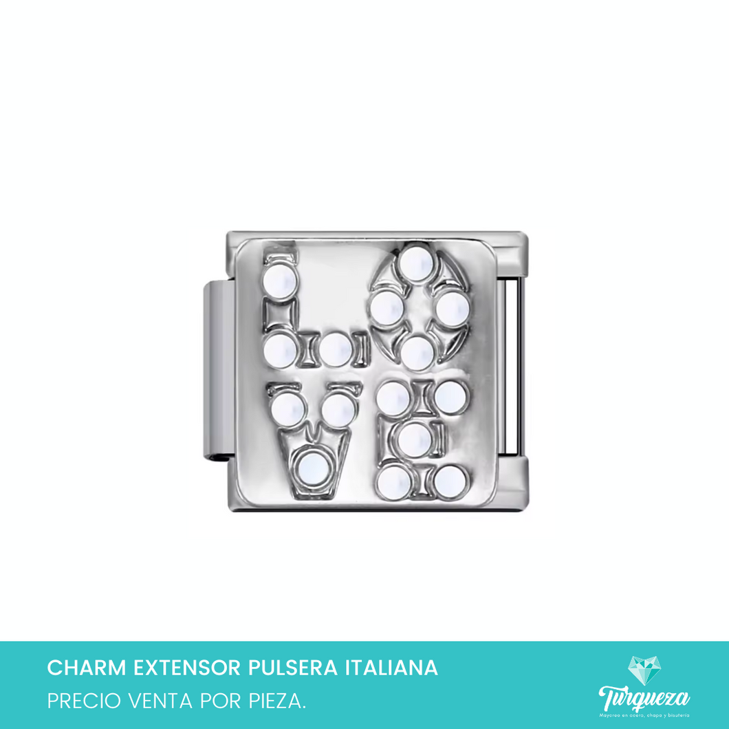 Dije Charm Love para Pulsera Tipo Italiana Acero Inoxidable