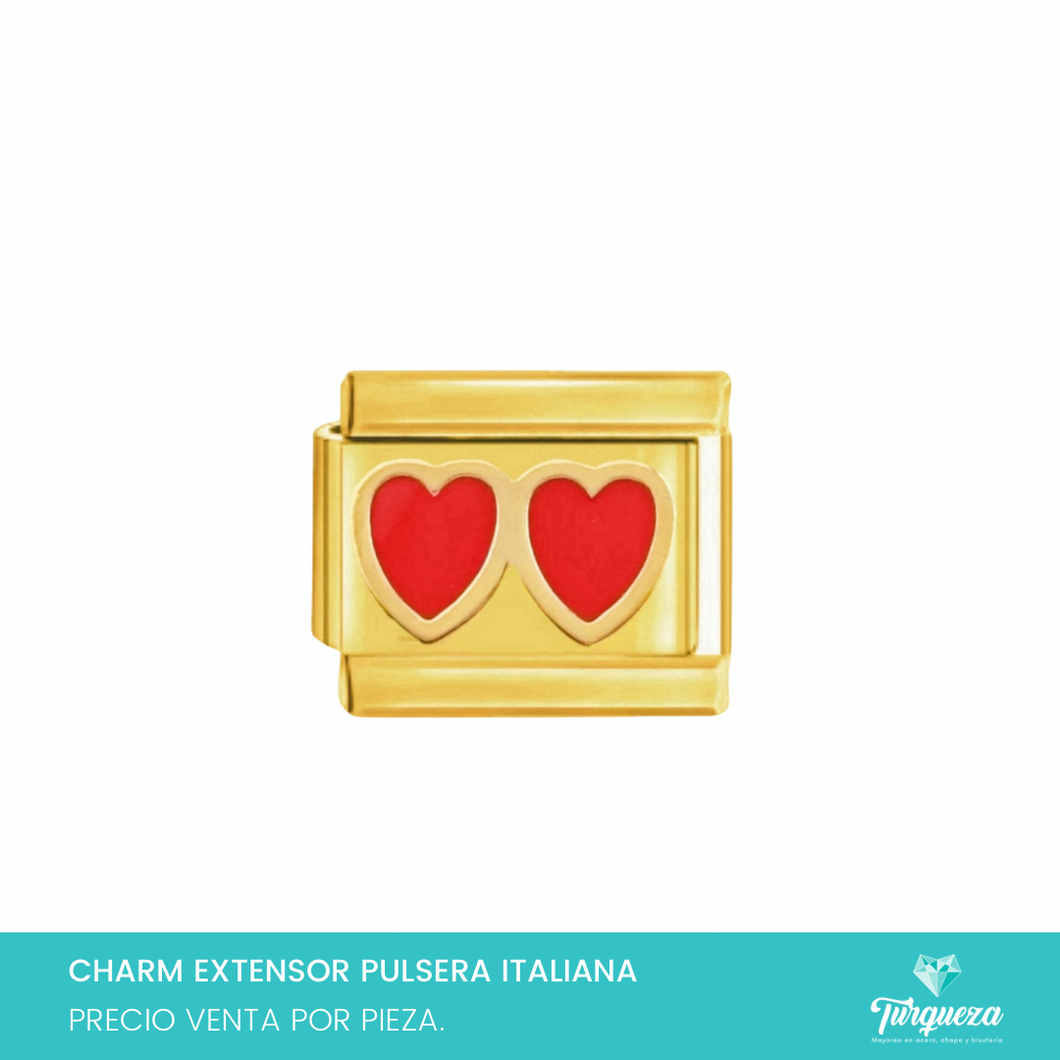 Dije Charm Corazones para Pulsera Tipo Italiana Acero Inoxidable