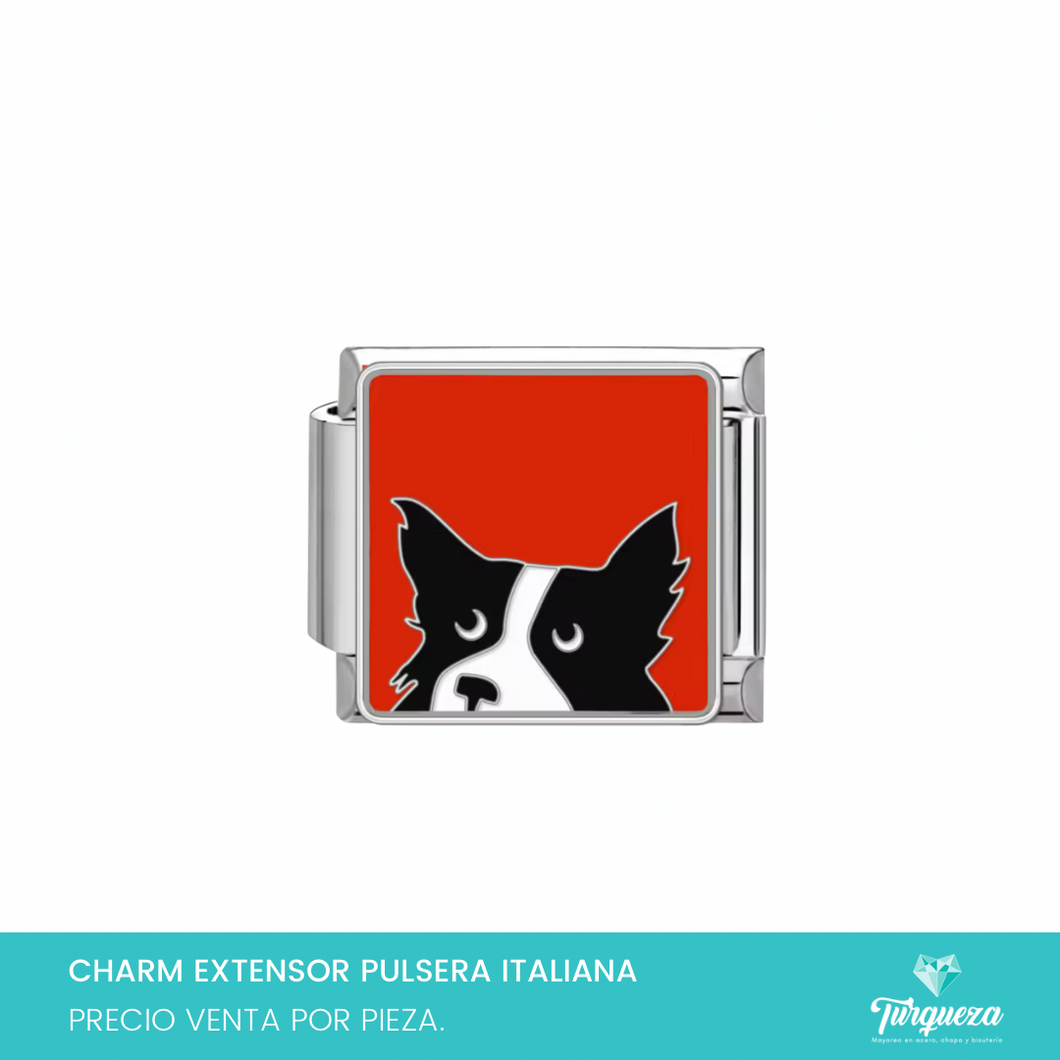 Dije Charm Perro para Pulsera Tipo Italiana Plateado Acero Inoxidable