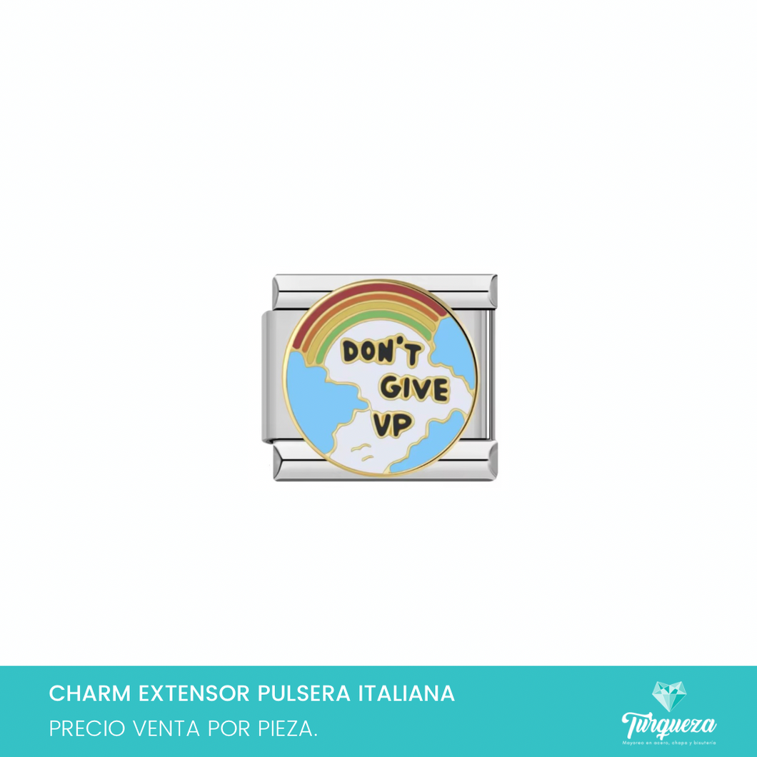 Dije Charm Dont give up para Pulsera Tipo Italiana Plateado Acero Inoxidable