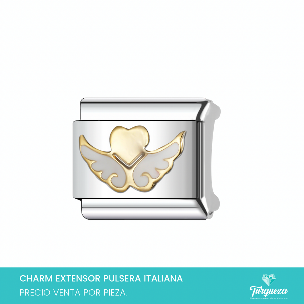 Dije Charm Angelito para Pulsera Tipo Italiana Plateado Acero Inoxidable