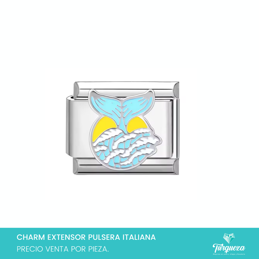 Dije Charm Ballena para Pulsera Tipo Italiana Plateado Acero Inoxidable