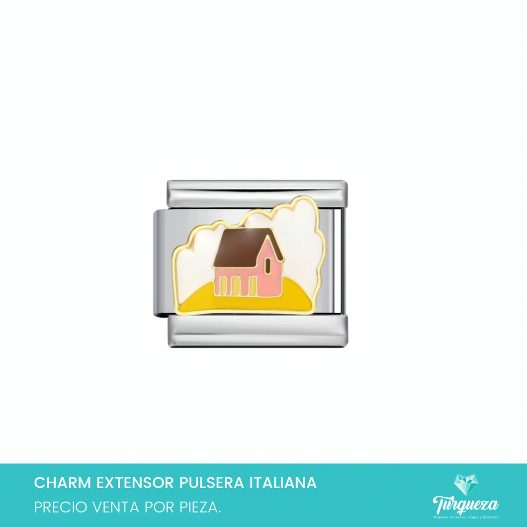 Dije Charm Casa para Pulsera Tipo Italiana Plateado Acero Inoxidable
