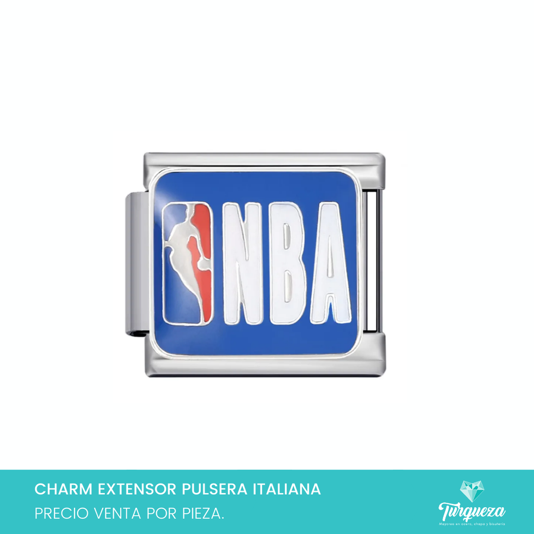Dije Charm NBA para Pulsera Tipo Italiana Plateado Acero Inoxidable