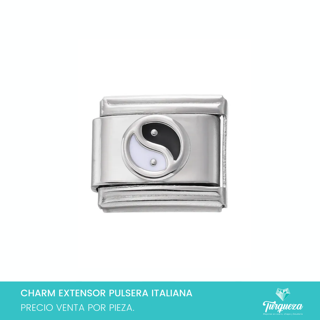 Dije Charm Yin Yang para Pulsera Tipo Italiana Plateado Acero Inoxidable