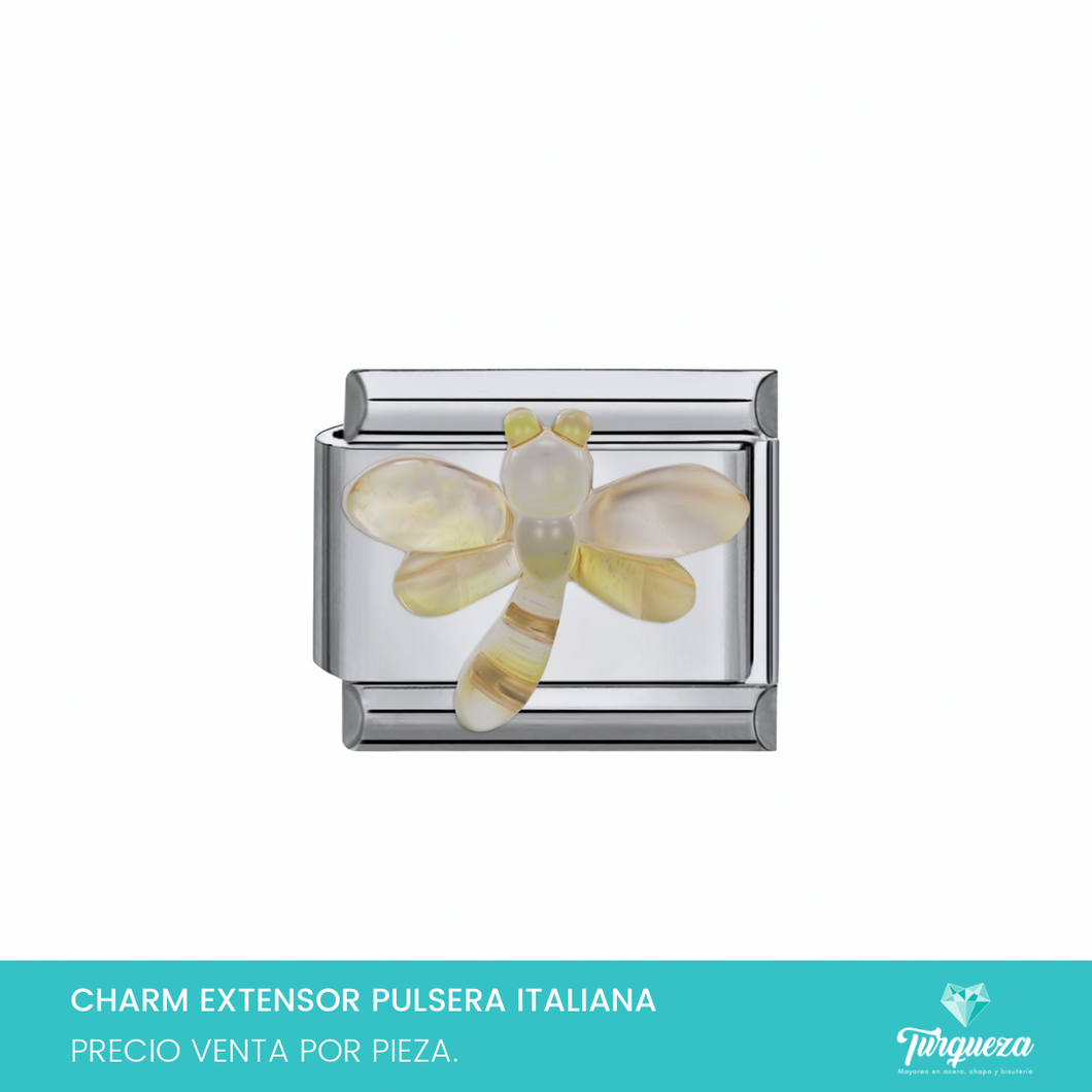 Dije Charm Libelula para Pulsera Tipo Italiana Plateado Acero Inoxidable
