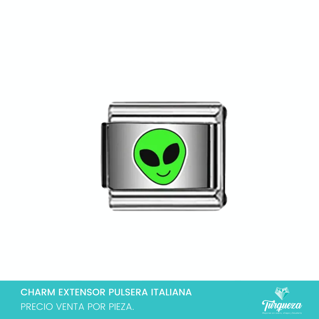 Dije Charm Alien para Pulsera Tipo Italiana Plateado Acero Inoxidable