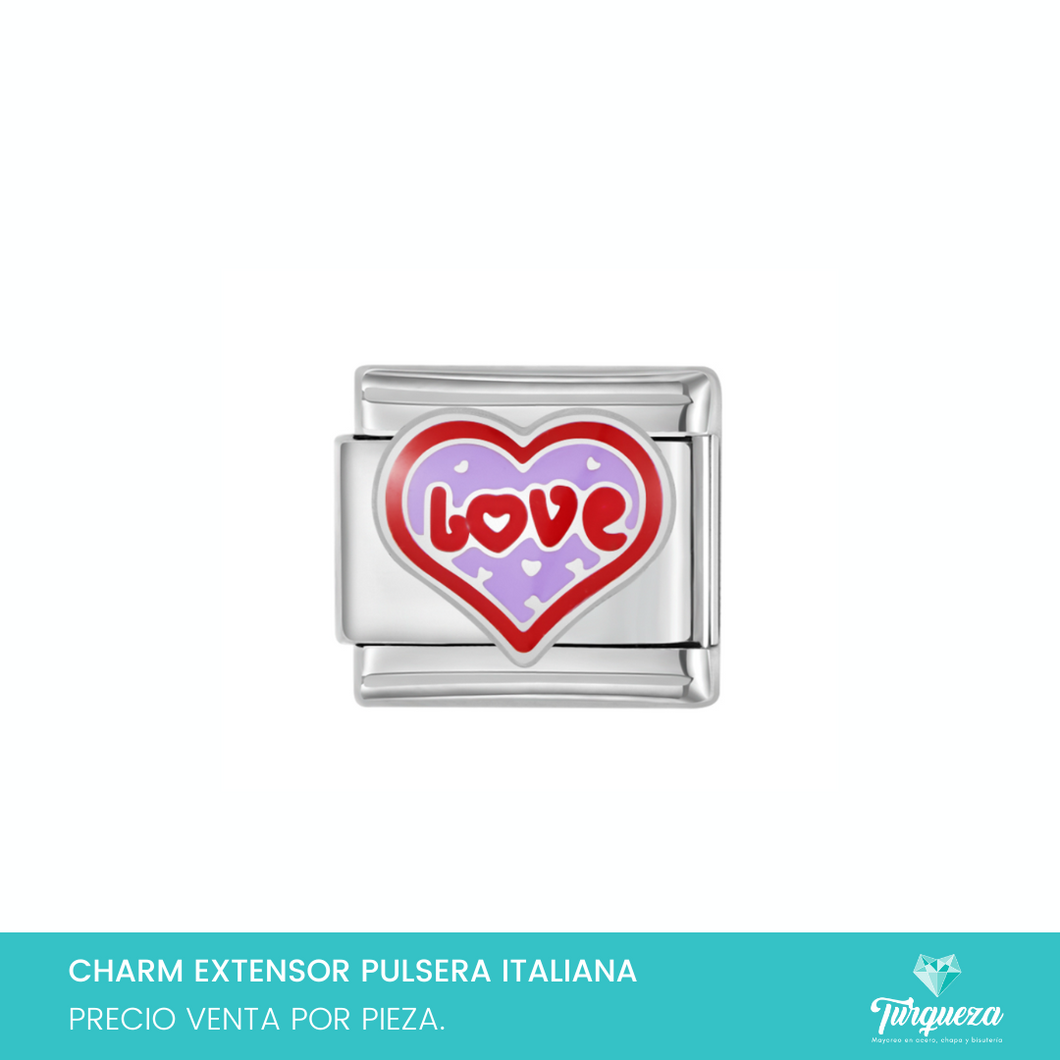 Dije Charm Love para Pulsera Tipo Italiana Acero Inoxidable