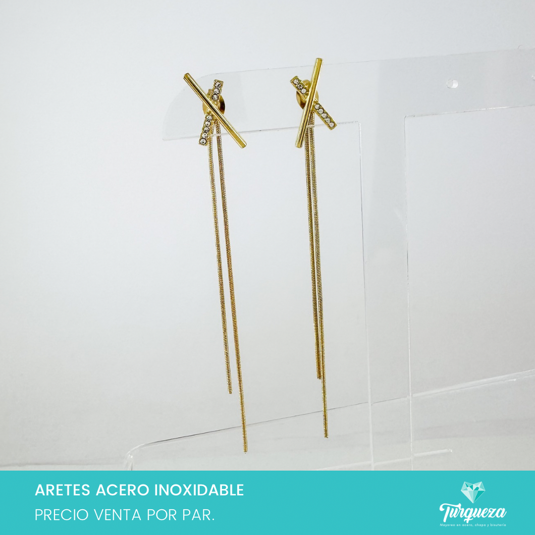 Arete X Cadena Colgante Dorado Acero Inoxidable