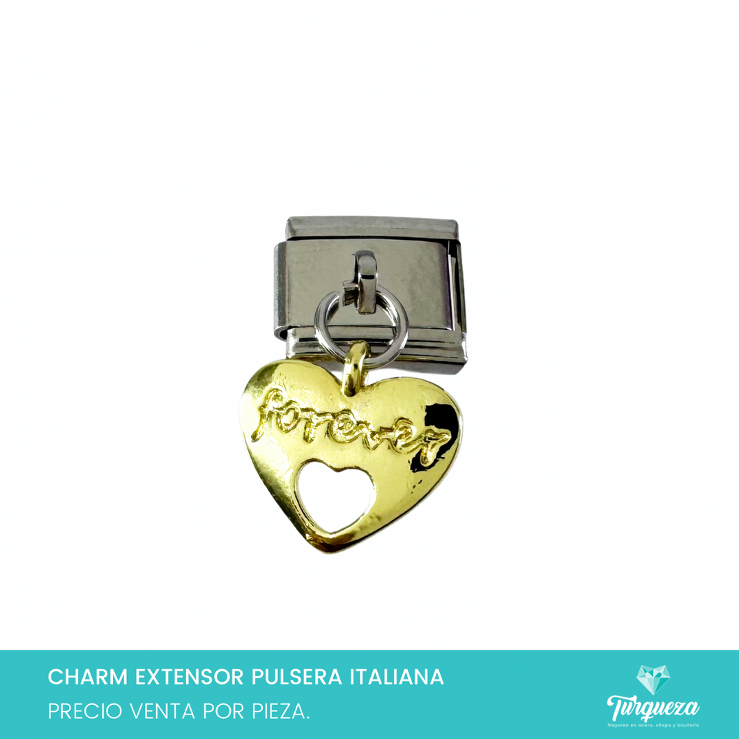 Dije Charm Corazon Colgante para Pulsera Tipo Italiana Acero Inoxidable