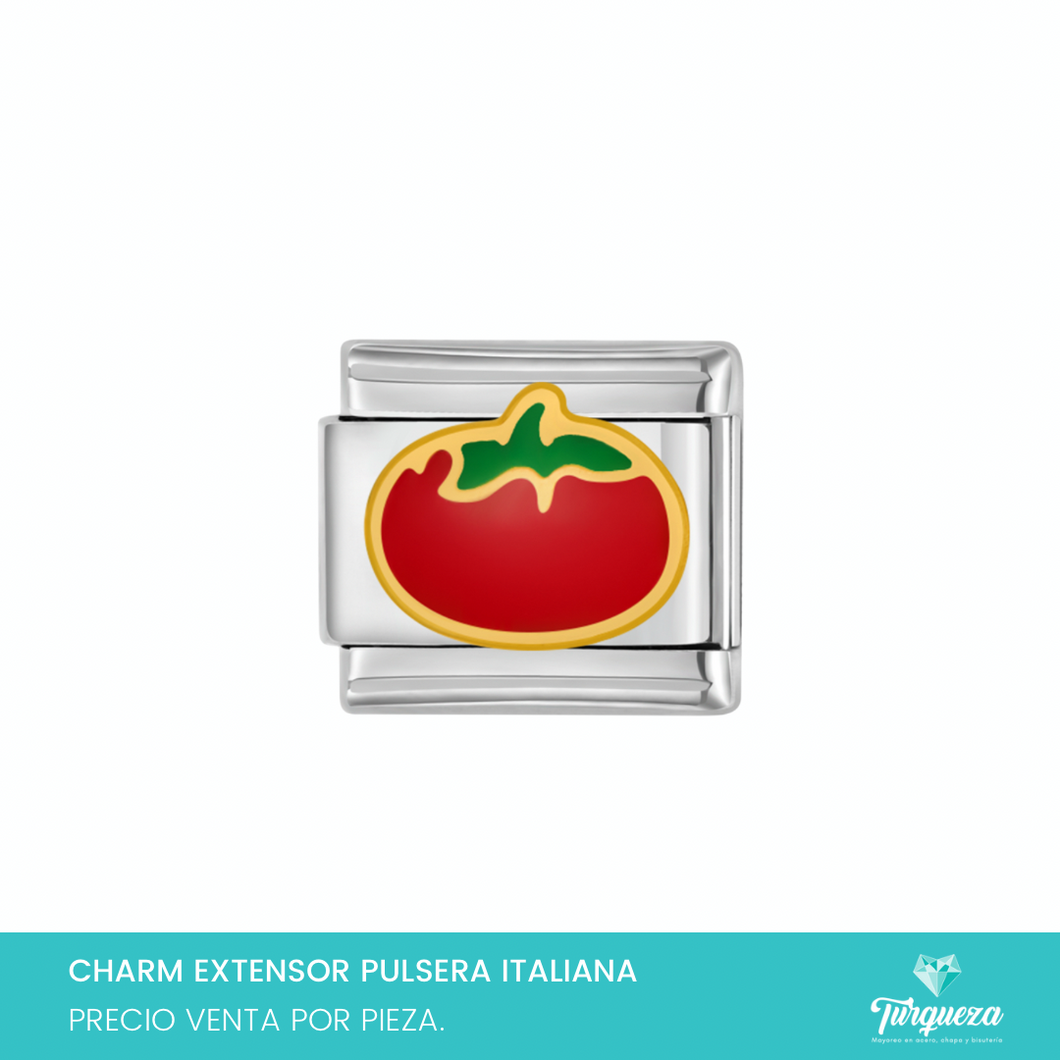 Dije Charm Tomate para Pulsera Tipo Italiana Plateado Acero Inoxidable