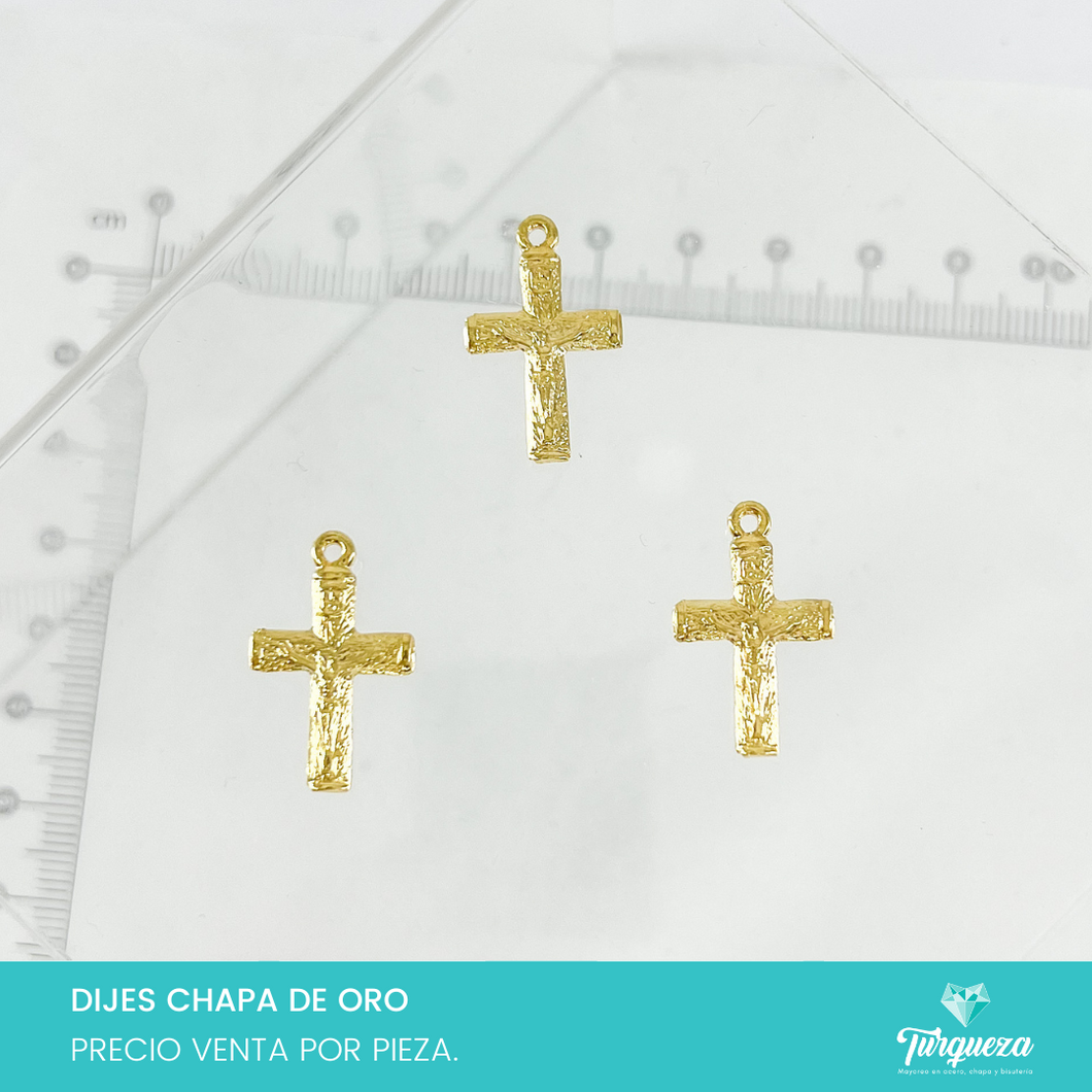 Dije Cruz Cristo 2.5 x 1.4 cm Chapa de Oro