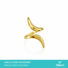 Cargar imagen en el visor de la galería, Anillo Curly Dorado Acero Inoxidable
