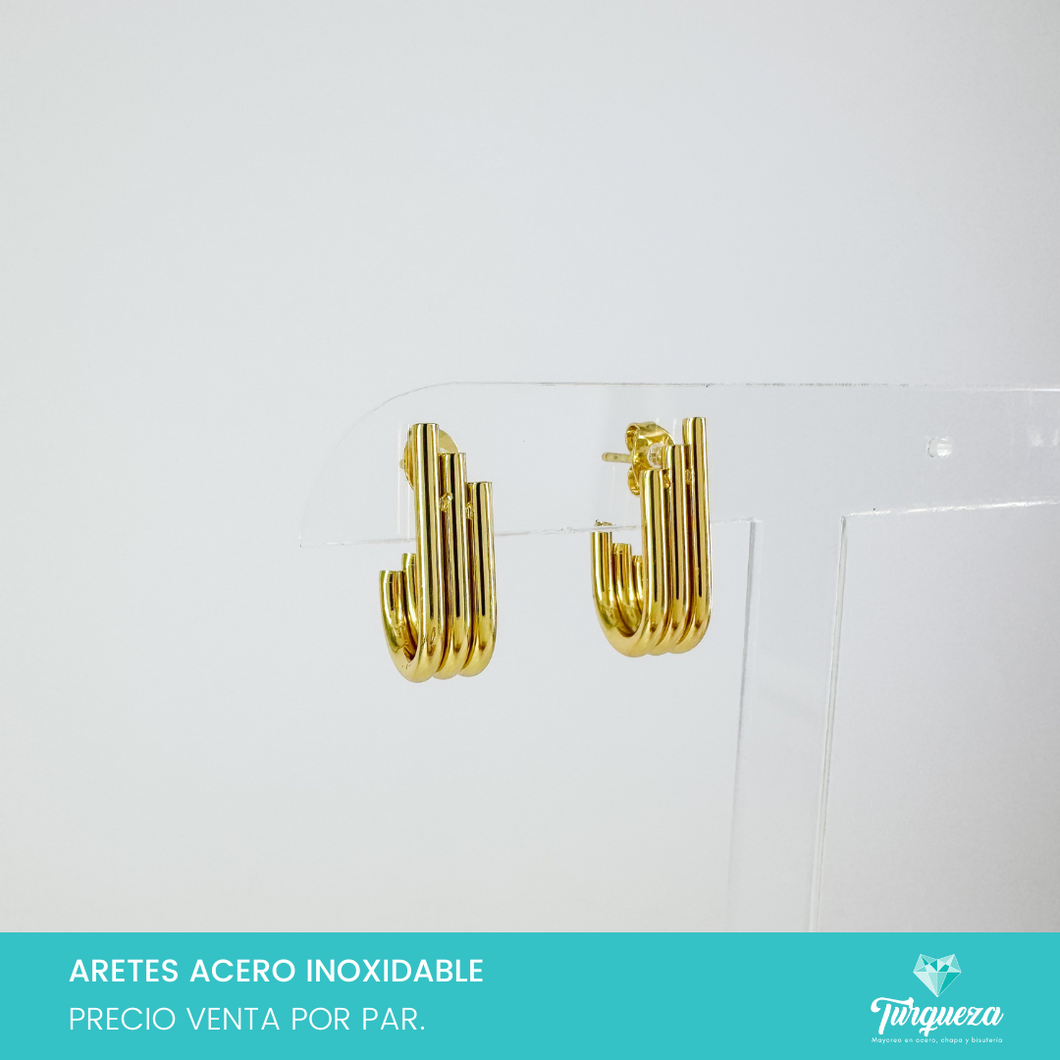 Arete Triple Dorado 2cm Acero Inoxidable