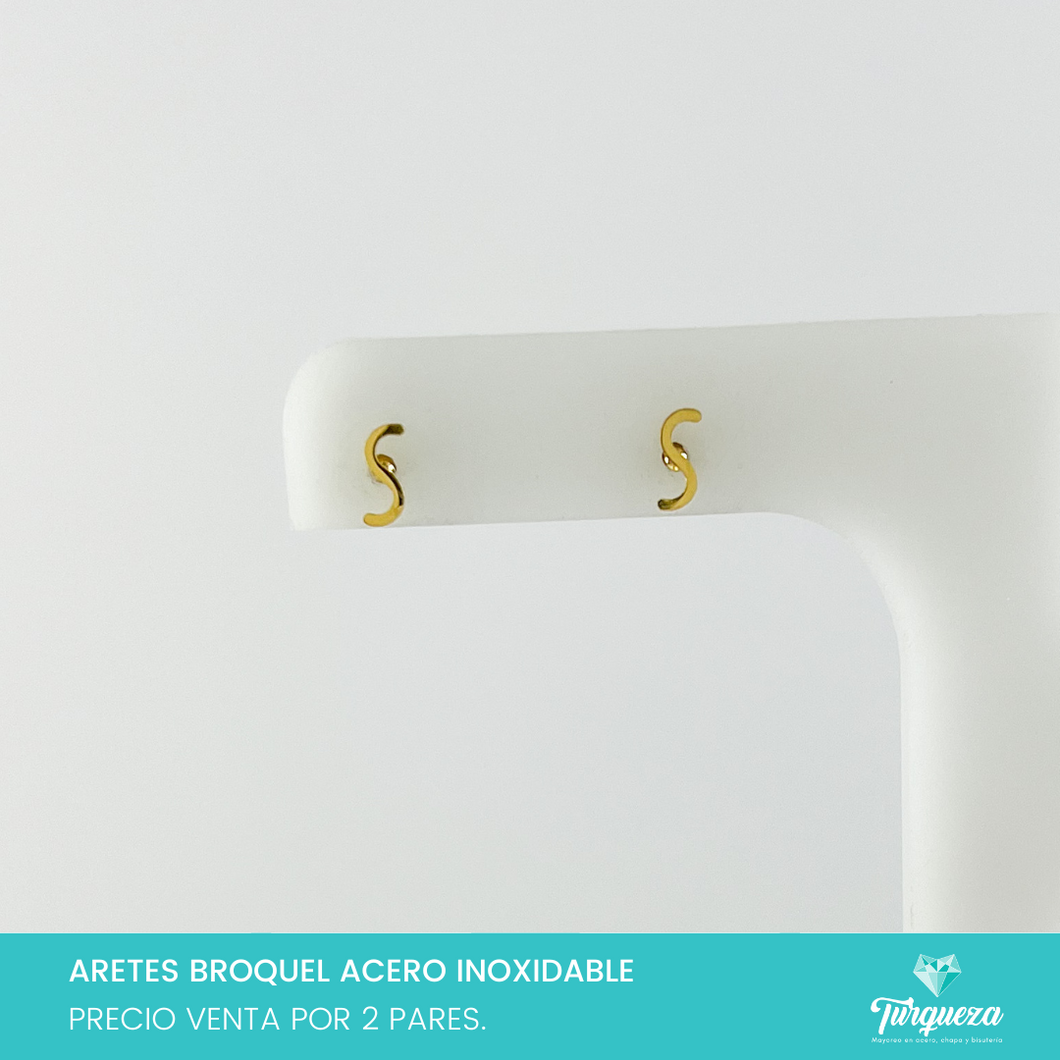 Aretes Broquel Figura S Dorado (2 pares) Acero Inoxidable