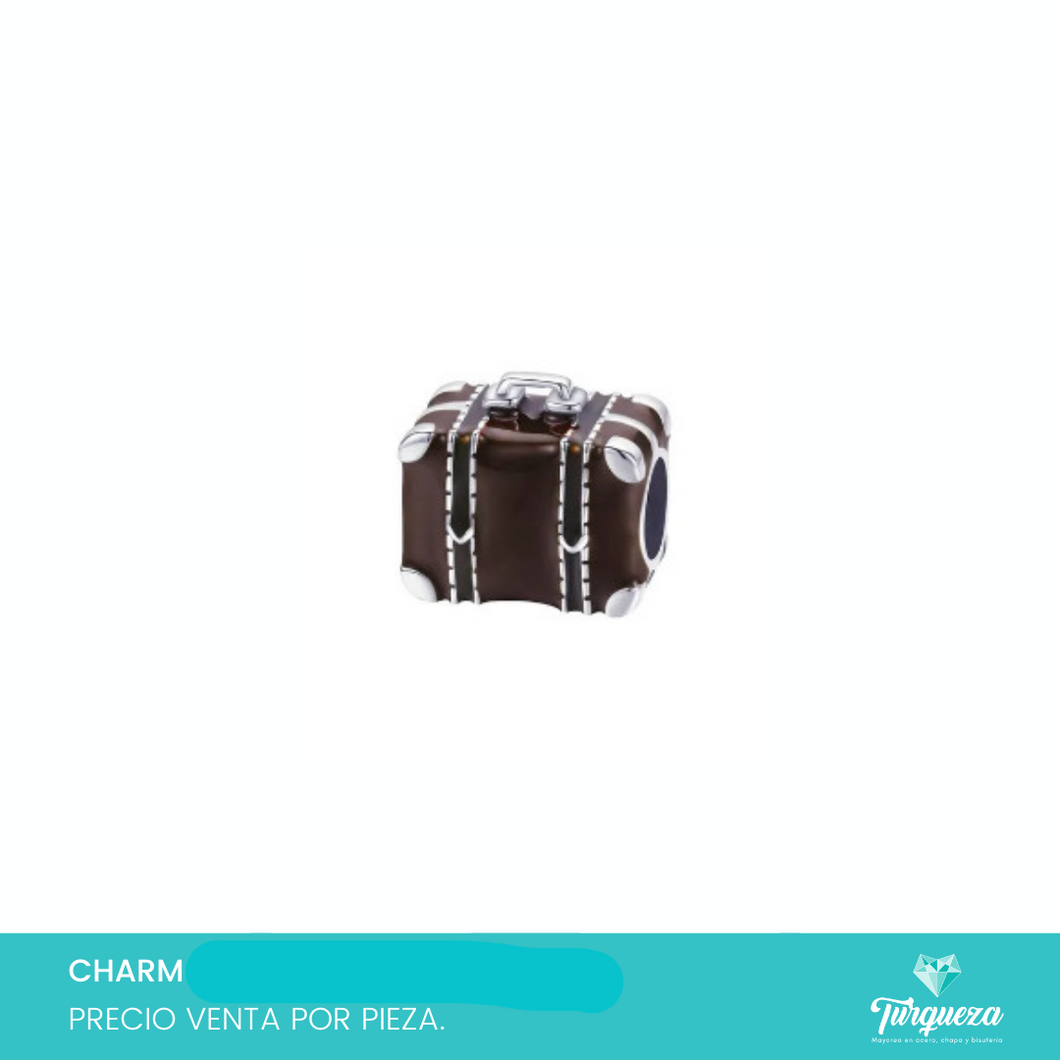 Dije Charm Maleta Tipo Pand Plateado