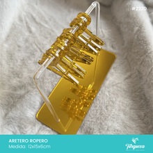 Load image into Gallery viewer, Exhibidor Aretes Ropero Ganchitos de Ropa Dorado Espejo
