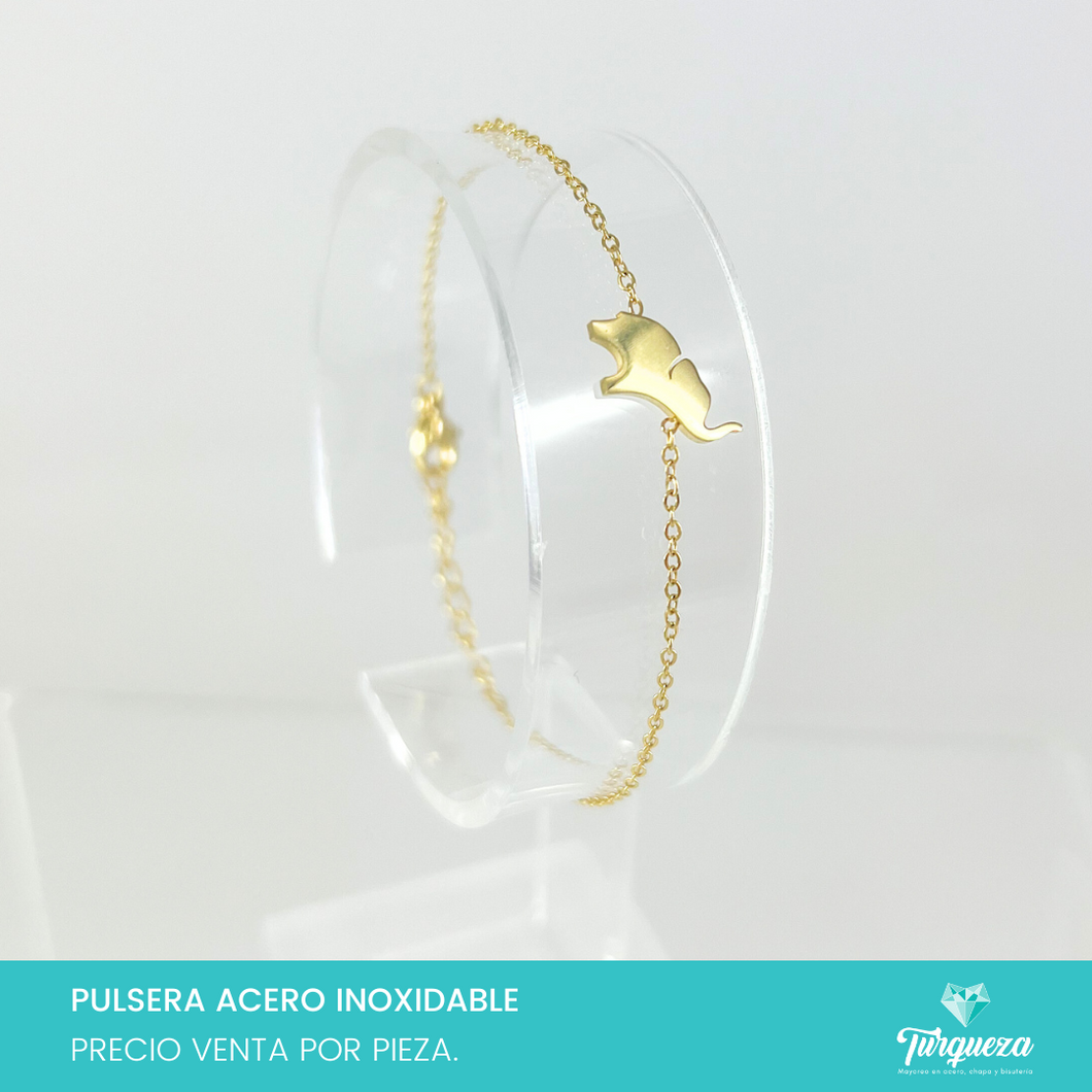 Pulsera Elefantito Dorada Acero Inoxidable