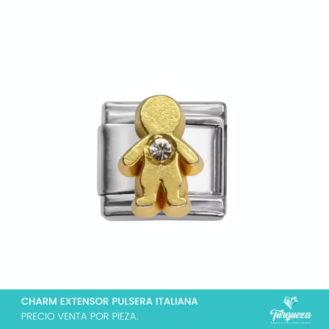 Dije Charm Niño para Pulsera Tipo Italiana Plateado Acero Inoxidable