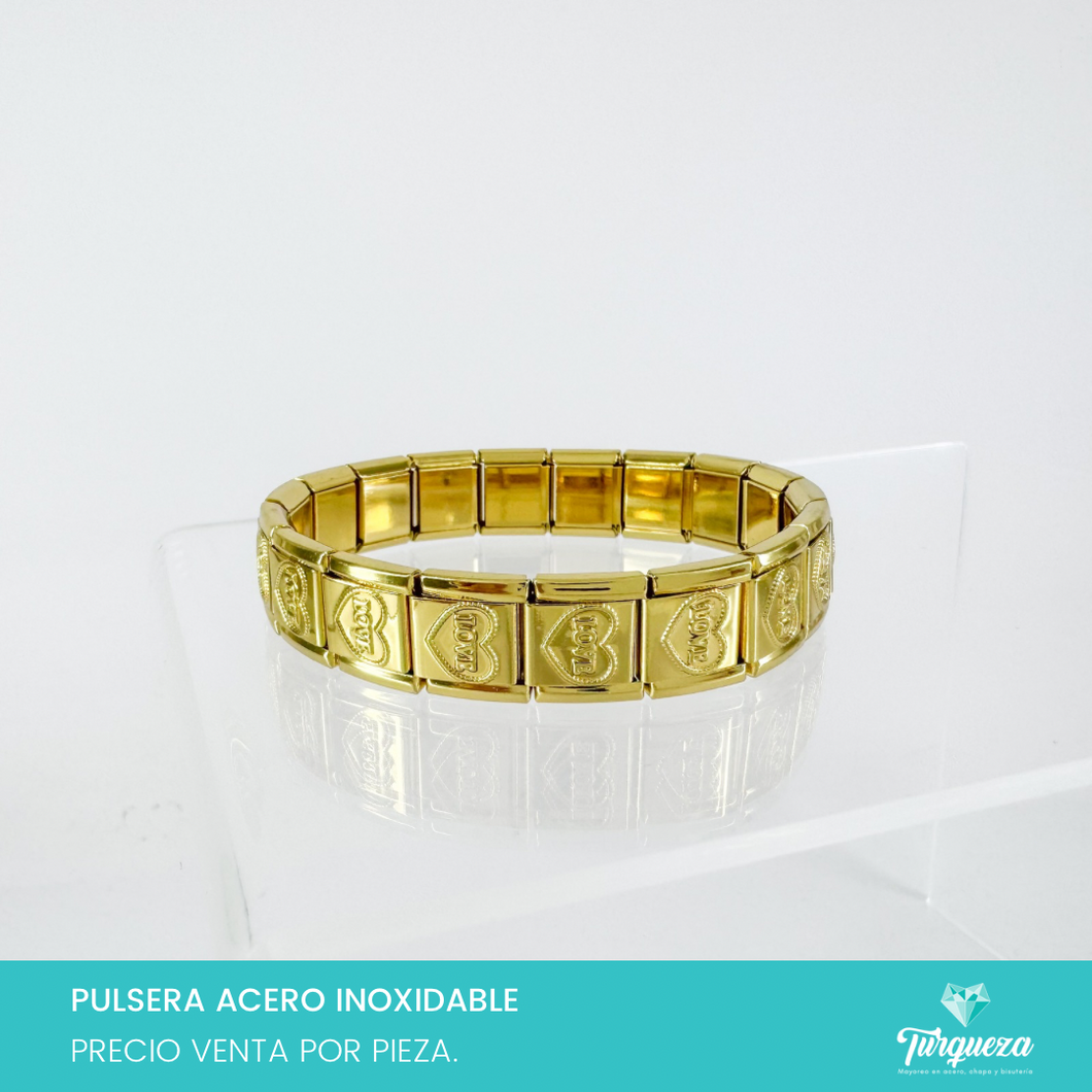 Pulsera Tipo Italiana Dorada Chunky (1cm x 1cm) Acero Inoxidable