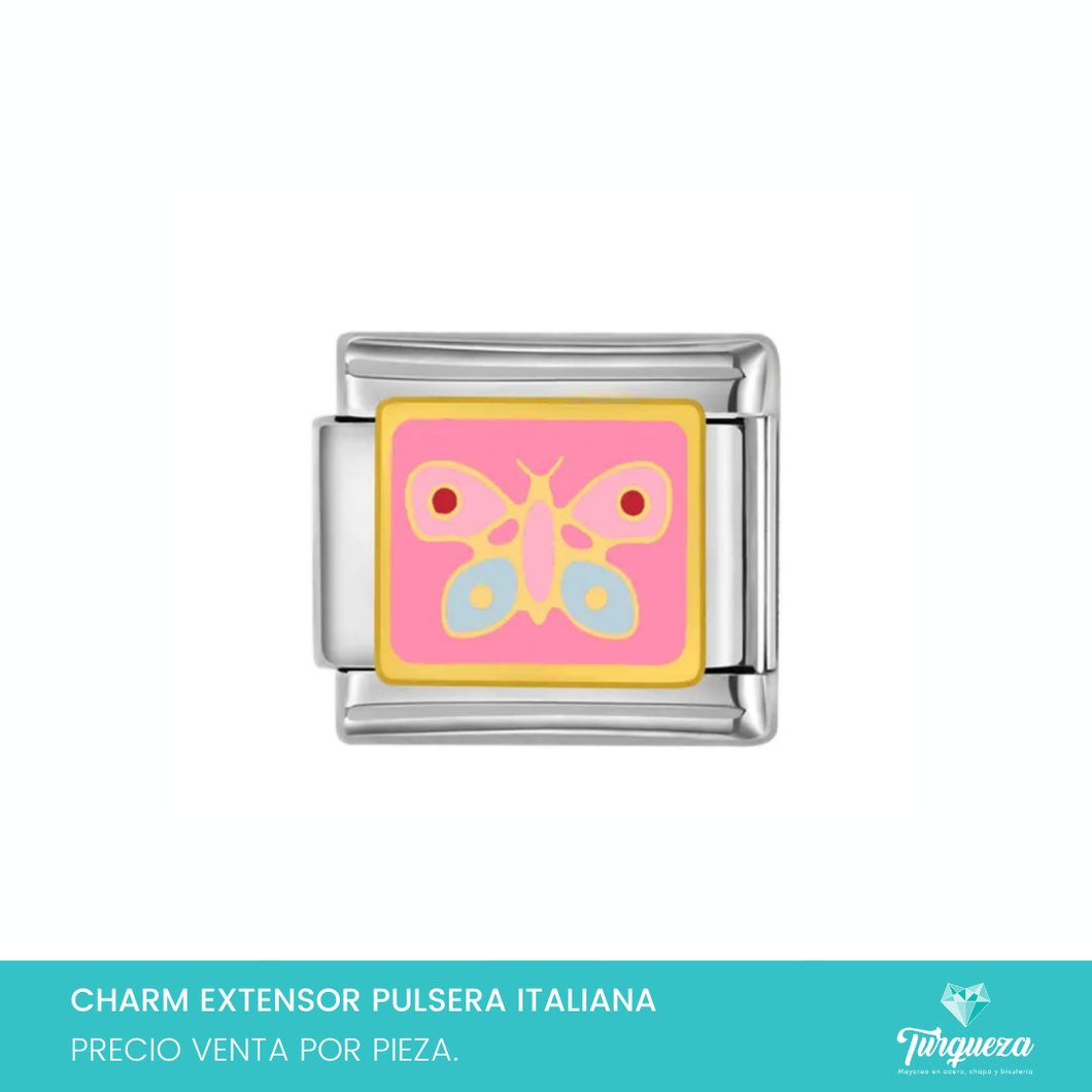 Dije Charm Mariposa para Pulsera Tipo Italiana Plateado Acero Inoxidable